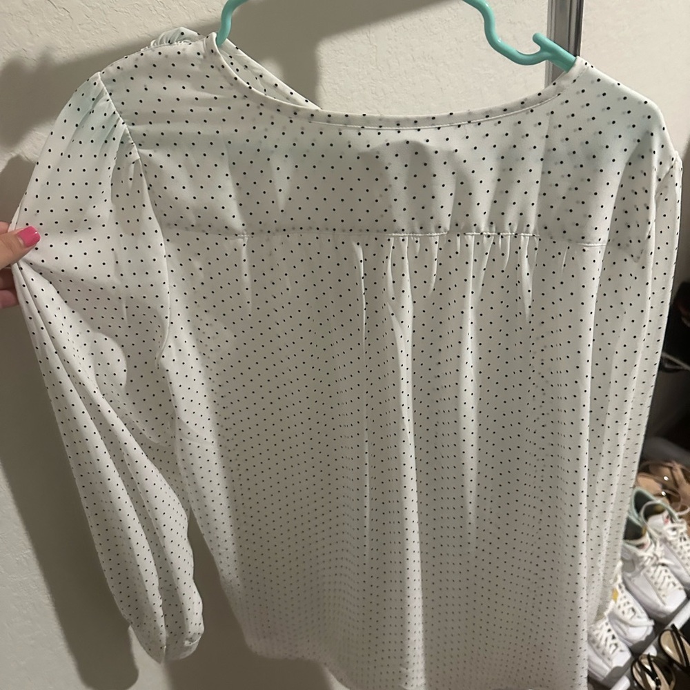 Loft White Polka Dot Blouse - Picture 2 of 3